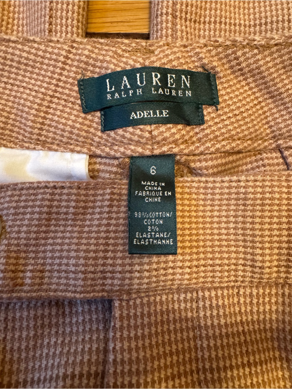 Lauren Ralph Lauren Women's Tan Micro-Check Dress Pants - Picture 8 of 8